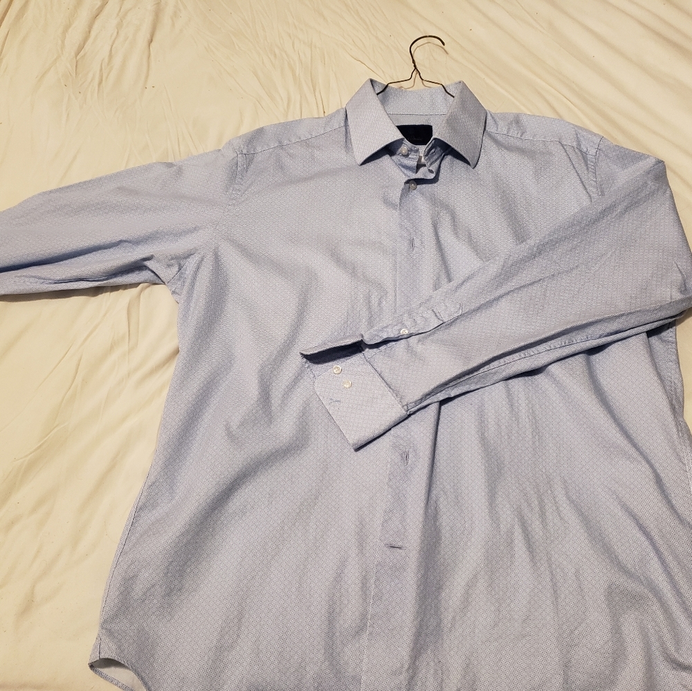 David Donahue Blue Dress Shirt Micro Patterns